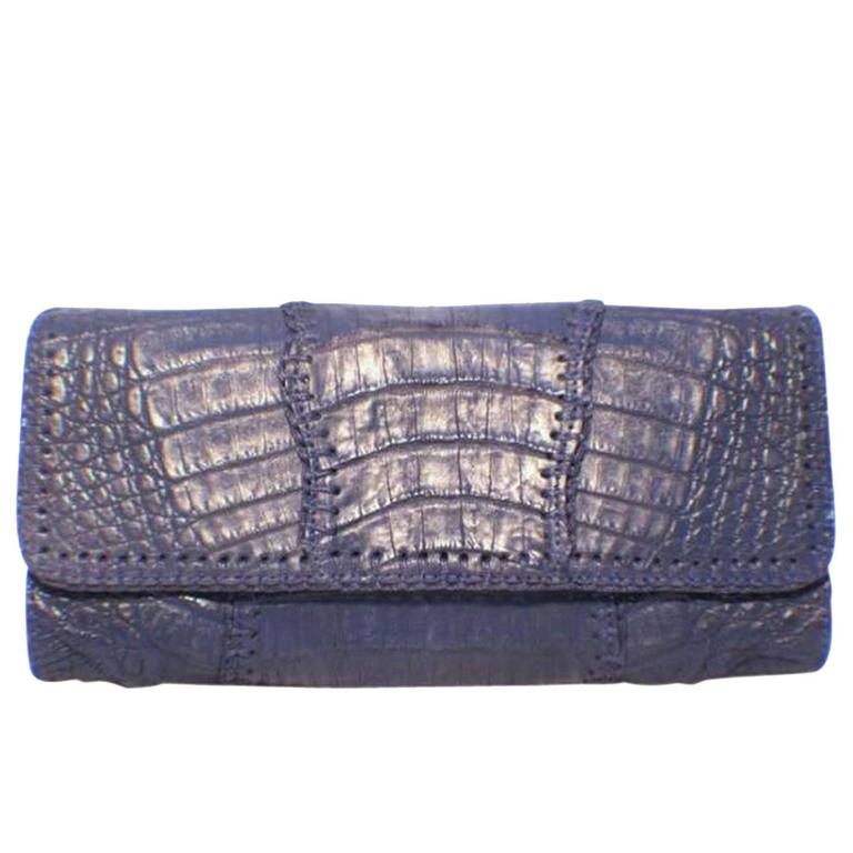 Exquisite Jet Black 1950's-60's LOUISE FONTAINE Crocodile POROSUS Bag -  HERMES Quality - Vintage Skins