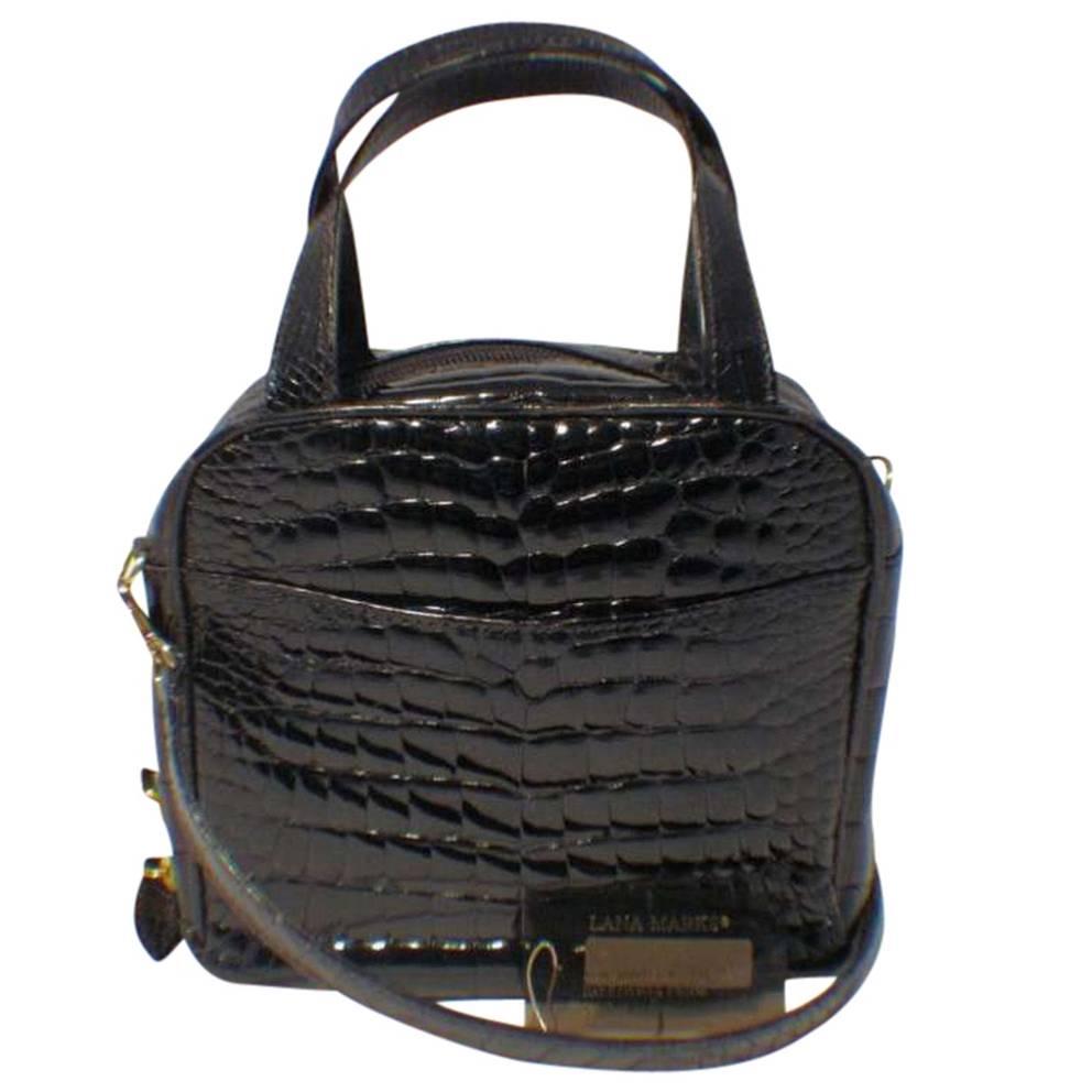 Lana Marks Black Patent Alligator Handbag