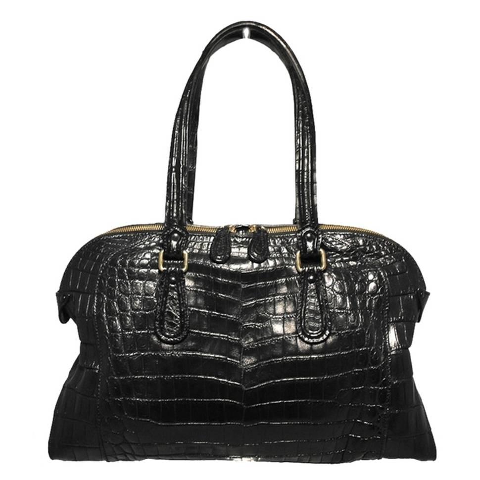 Gorgeous Zagliani Genuine Black Alligator Handbag