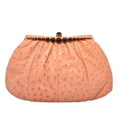 Judith Leiber Pink Ostrich Convertible Clutch 9