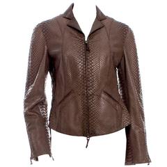 Ralph Rucci Chocolate Brown Python Jacket w Corset Lace Sides Spring 2004