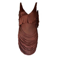 Gucci Tom Ford Spring 2003 Brown Draped Mini Dress