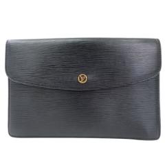 Louis Vuitton Schwarz Epi Leder Gold Logo LV Charme Klappe Umschlag Clutch Bag