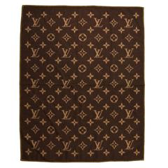 Louis Vuitton Monogram Brown Yellow LV Wool Angora Blend Throw Blanket In  Box