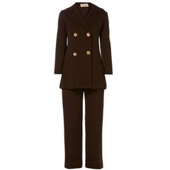 Retro Pierre Balmain brown trouser suit, circa 1970