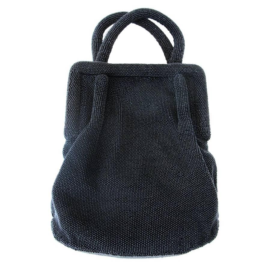 1940's Koret Black Beaded Evening Bag For Sale