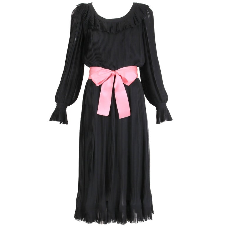 sachin and babi light blue dress Pellini After 5 Chiffon Black Tie Dress with Metallic Sash