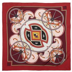 1970s ‘Washingtons Carriage” Hermes Pleated Silk Scarf 8