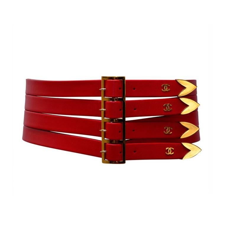 Chanel Red  Corset Belt New '90