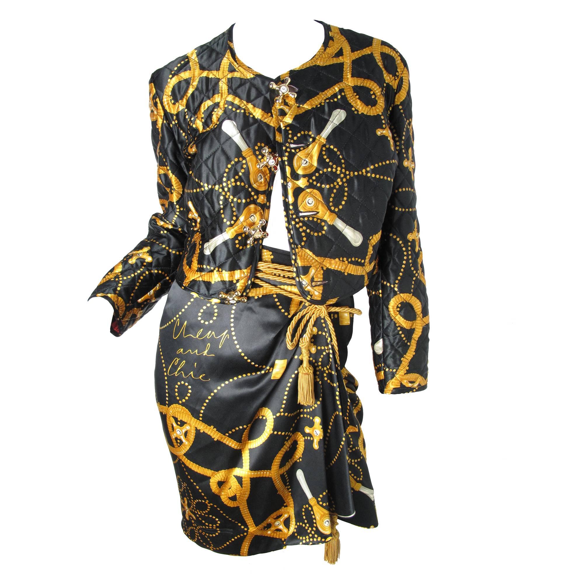 1990s Moschino Faucet Suit with Rope Tassel Belt 