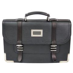 Louis Vuitton Black Gray Epi Leather Silver Hardware Men's Attache Briefcase Bag