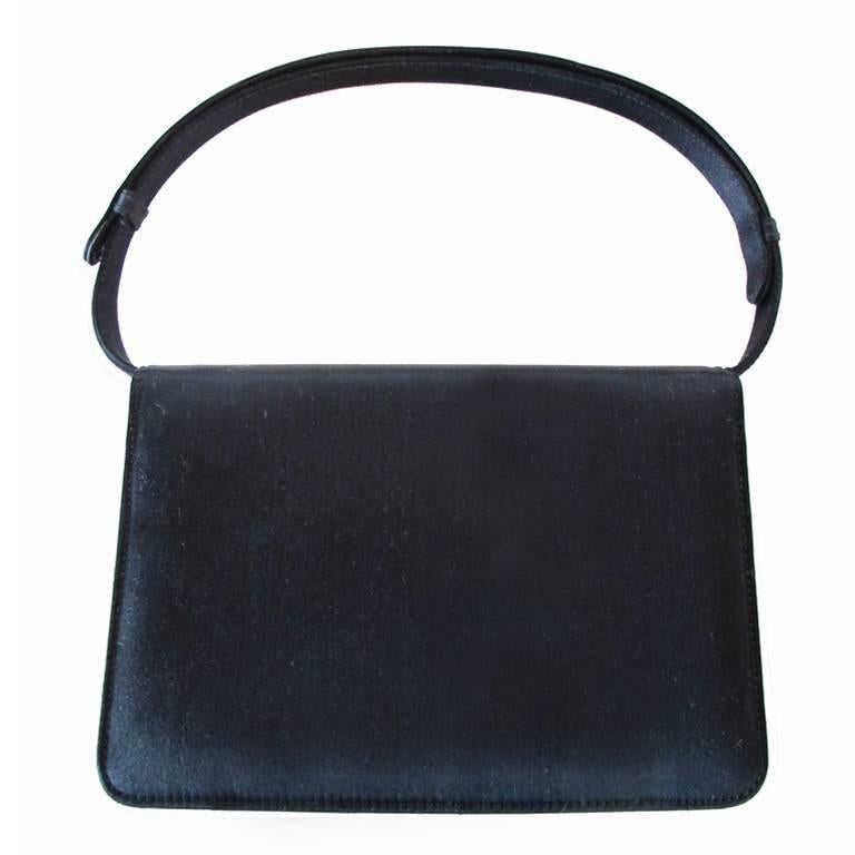 Giorgio Armani Black Satin Evening Bag For Sale