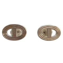 Hermes Sterling Silver Round Stud Earrings in Box Hermes Sterling Silver Round Stud Earrings in Box