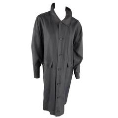 ESKANDAR Size One Size Charcoal Linen Overcoat 6