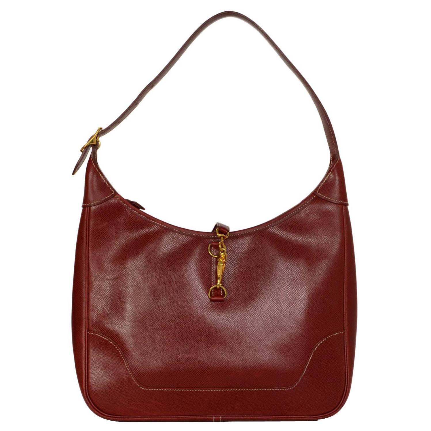 Hermes Rouge H Epsom 31CM Trim Shoulder Bag GHW at 1stdibs
