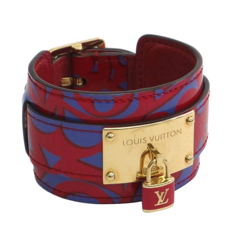 Louis Vuitton Vernis Burgundy Purple Gold Lock LV Charm Cuff Bracelet in  Box at 1stDibs  lv bracelet lock, louis vuitton cuff bracelet leather, louis  vuitton leather cuff bracelet