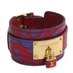 Louis Vuitton Vernis Burgundy Purple Gold Lock LV Charm Cuff Bracelet in Box