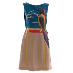 Prada Sleeveless Silk Dress With Applique Parrot Motif, Spring 2005