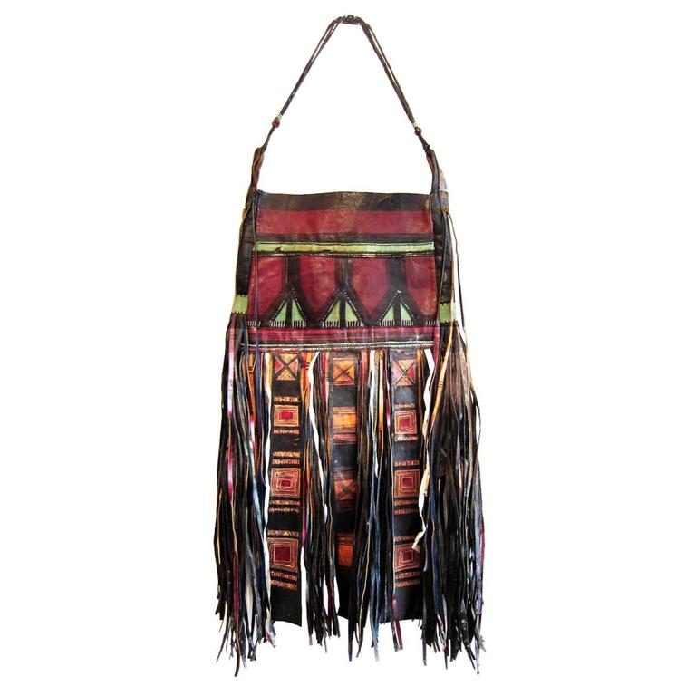 African Tuareg Leather Tribal Pouch Fringe Bag For Sale at 1stdibs