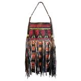 African Tuareg Leather Tribal Pouch Fringe Bag 