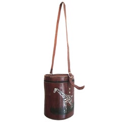 African Hand Painted Giraffes Bucket Bag