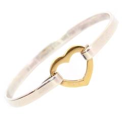 Tiffany & Co. Sterling & 18k Gold Heart Bangle Bracelet