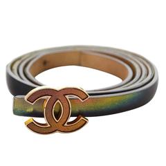 Chanel Hologram Vinyl Thin Belt sz 85 GHW