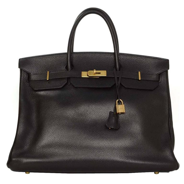 Hermes Black Ardennes Leather 40cm Birkin Bag GHW For Sale at 1stDibs