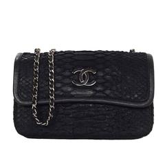 Chanel Black Python Small Flap Bag w/ CC