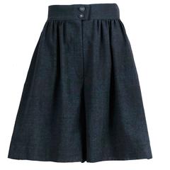 1995C Chanel Charcoal Grey Summer Wool Shorts Culottes w/CC Logo Buttons