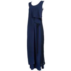 Morgan Le Fay Avant Garde Navy Blue Cotton & Chiffon Deconstructed Dress 12