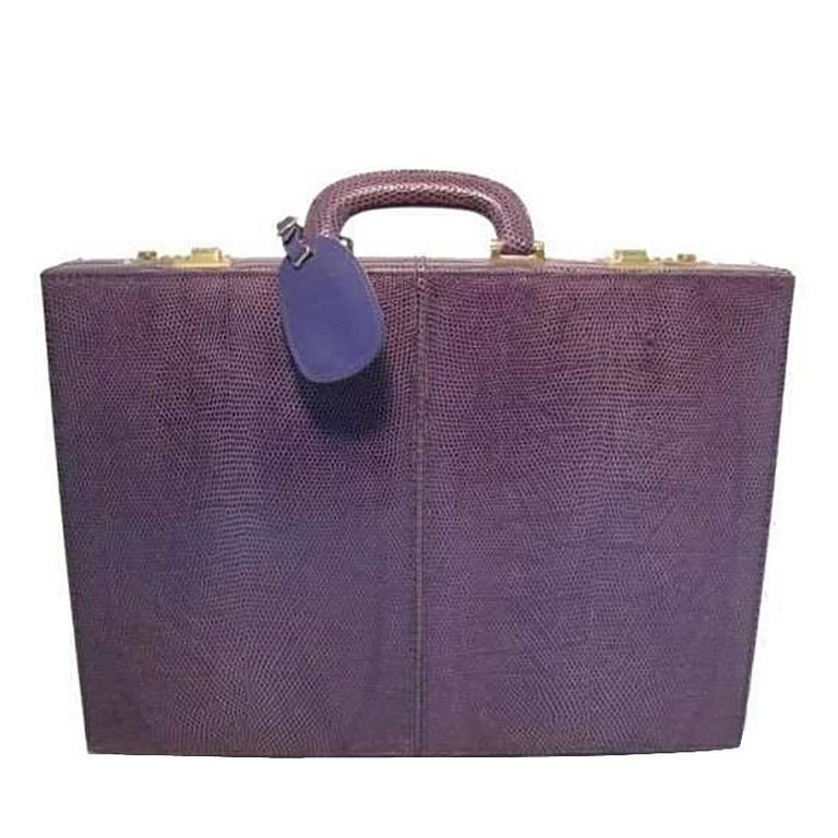 GUCCI Royal/Purple Lizard Briefcase For Sale at 1stDibs