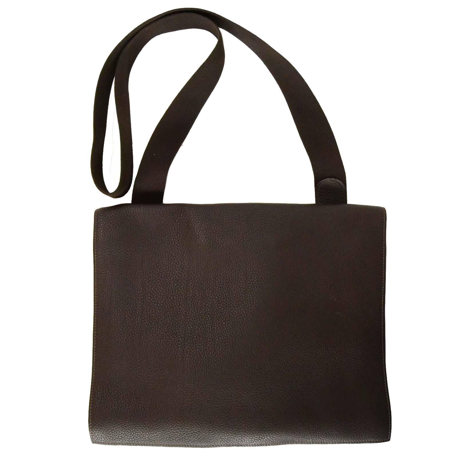 Hermes Rare Brown Clemence Leather 38cm Yohji Yamamoto Messenger Bag