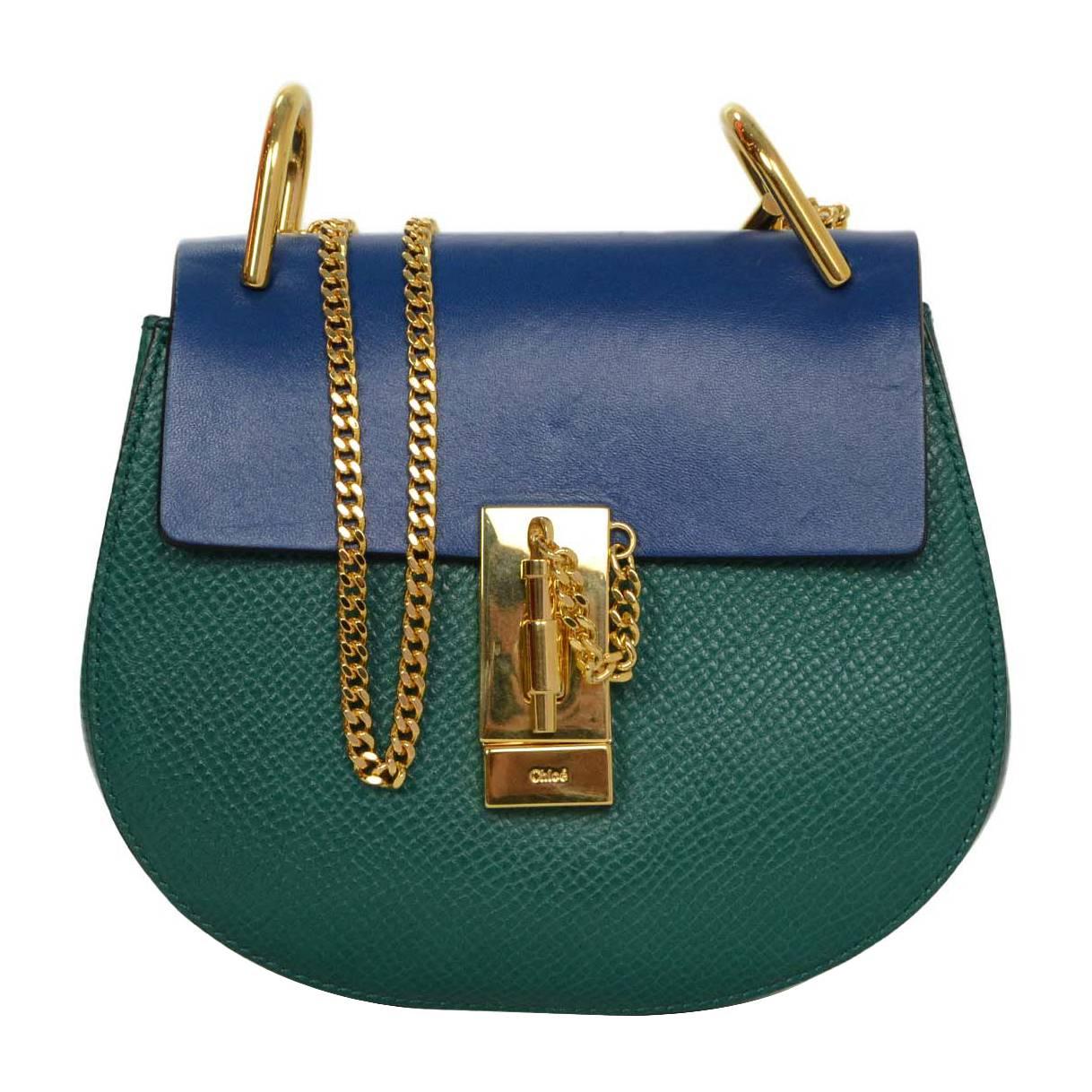 Chloe Blue and Green Bicolor Drew Small Crossbody Bag GHW rt. $1, 950