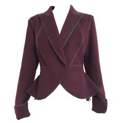 90s Gianfranco Ferre bordeaux double face wool peplum jacket