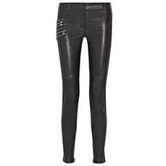 Versace Embellished mid-rise skinny leather pants 
