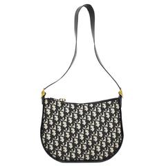 1970's Dior Black and Cream Monogram Shoulder Bag