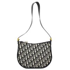 Retro 1970's Dior Black and Cream Monogram Shoulder Bag 