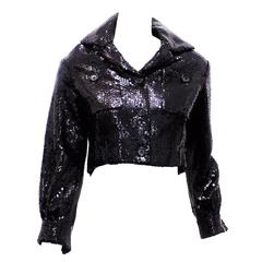 Bill Blass vintage black sequin cropped jacket 