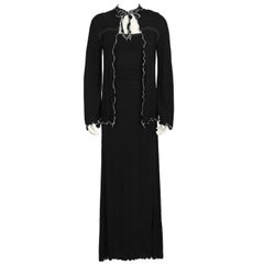 Vintage 1970's Anna Beltroa Black Jersey Maxi Dress and Jacket Set