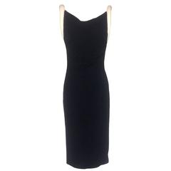 Gianni Versace Couture 1990s Black Jersey Midi Dress with Padded White Straps 8
