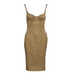 2003 Gucci by Tom Ford Khaki Kleid und Jacke Set