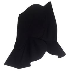 Thierry Mugler Black Asymmetric Sculptural Panel Skirt 