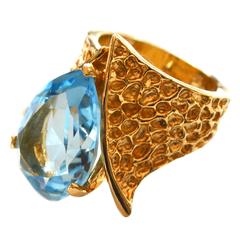 Vintage Panetta Blue Glass Cocktail Ring