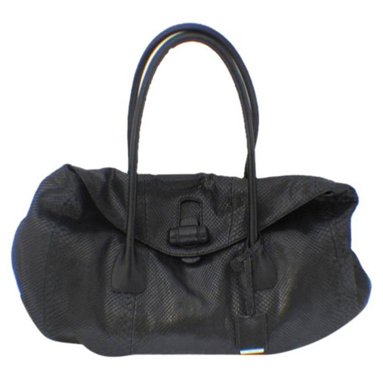 Jil Sander Black Python Snakeskin Shoulder Bag Tote For Sale at 1stDibs | jil  sander bag vintage