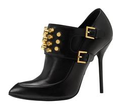 New Gucci Studded High Heel Black Ankle Leather Booties It.37 - US 7