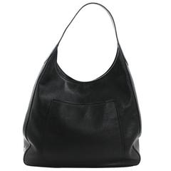 PRADA Black Pebbled Leather Large Hobo at 1stDibs