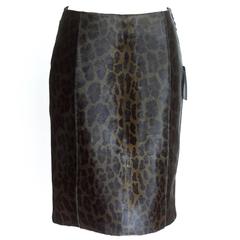 PRADA Skirt Pencil Leopard Print Calf Hair 40 / 6 NWT 8