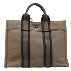 HERMES PARIS Grün Baumwolle Canvas FOURRE TOUT PM Handtasche TOTE Tasche Geldbeutel