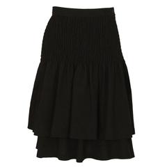 1980s Valentino Black Wool Skirt
